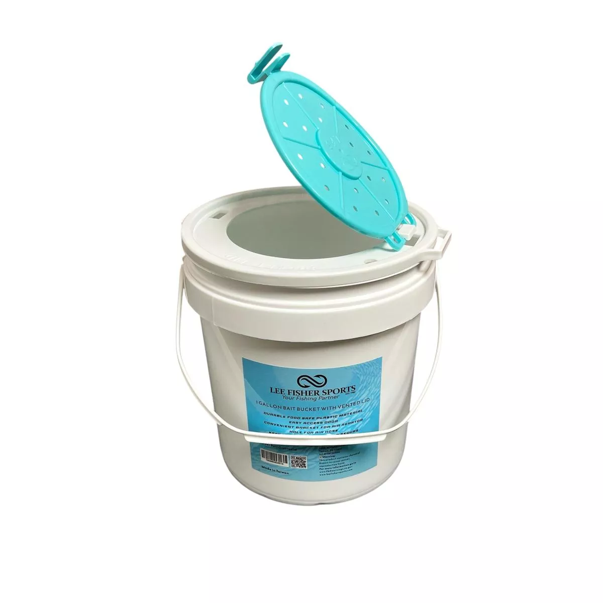 1 Gallon Bait Bucket with Vented opening lid-White