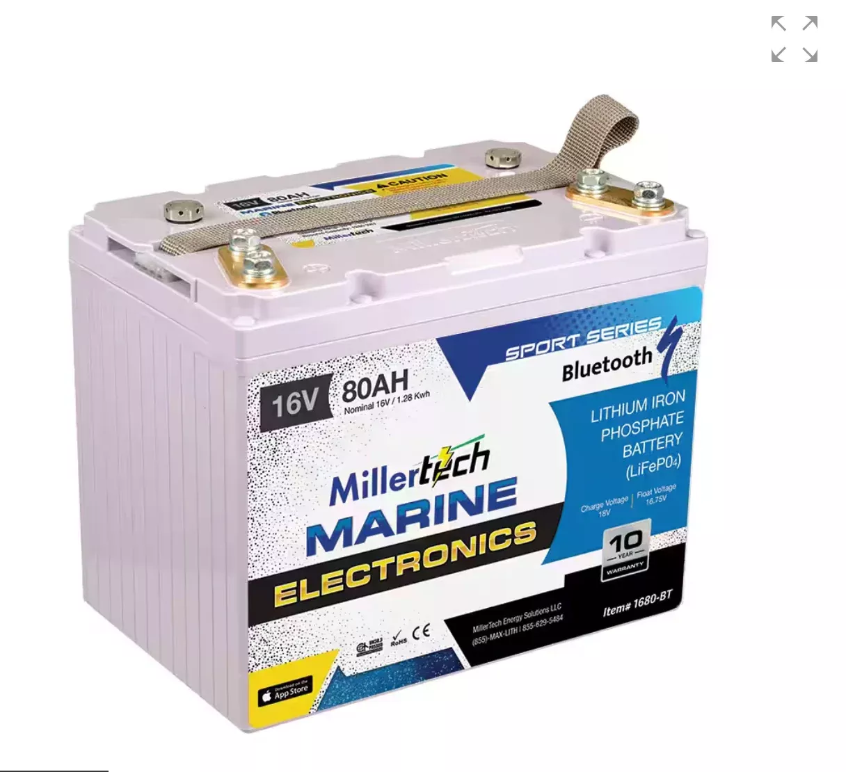 16V 80AH Marine Electronics Lithium Battery w/ BT