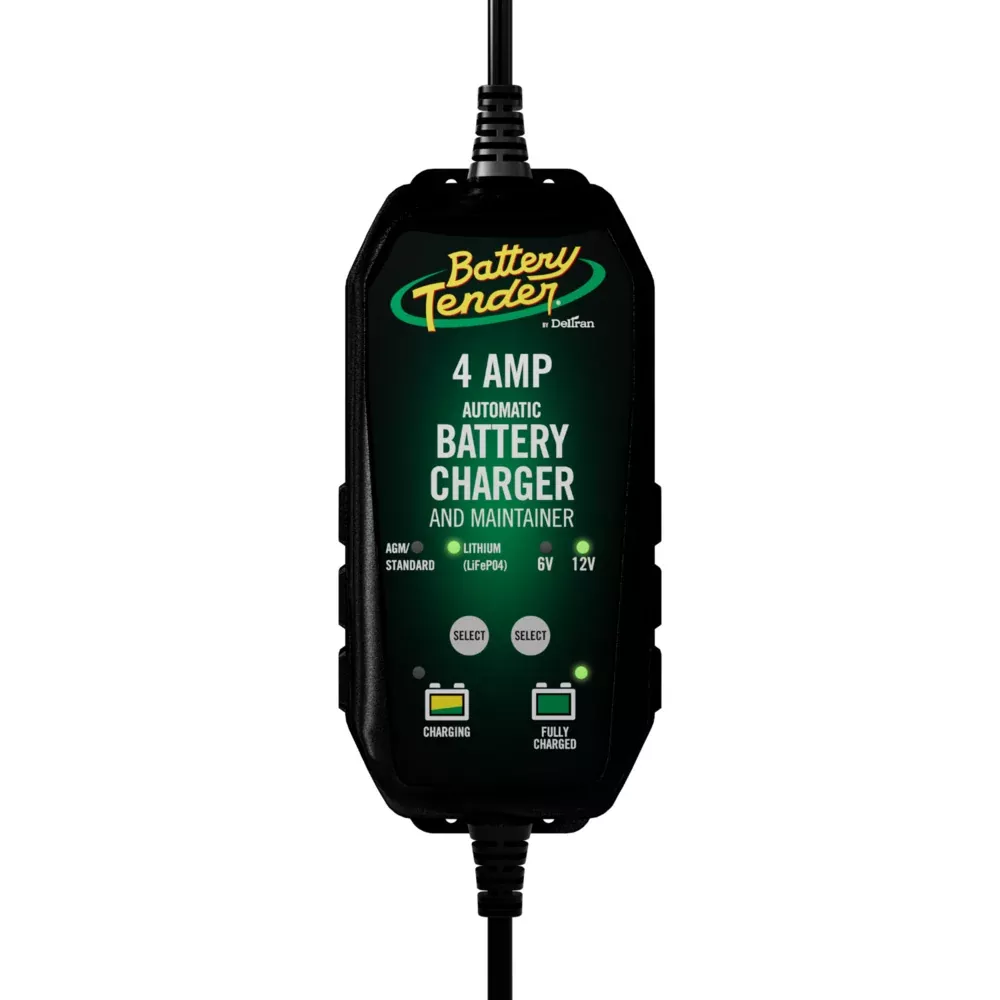 Battery Tender 6V/12V, 4A Lead AcidLithium Selectable Battery Charger [022-0209-BT-WH]