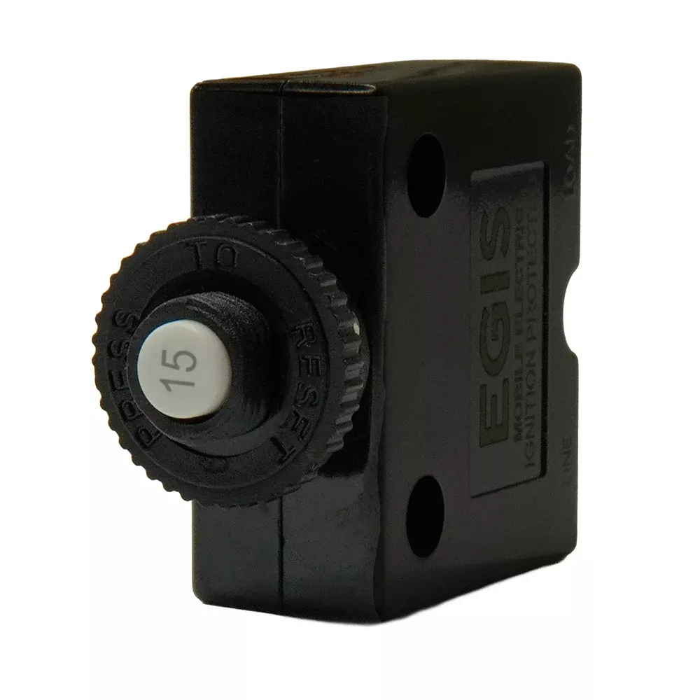 Egis 15A Push Button Panel Mount Circuit Breaker - Spade Terminal [4711-15]