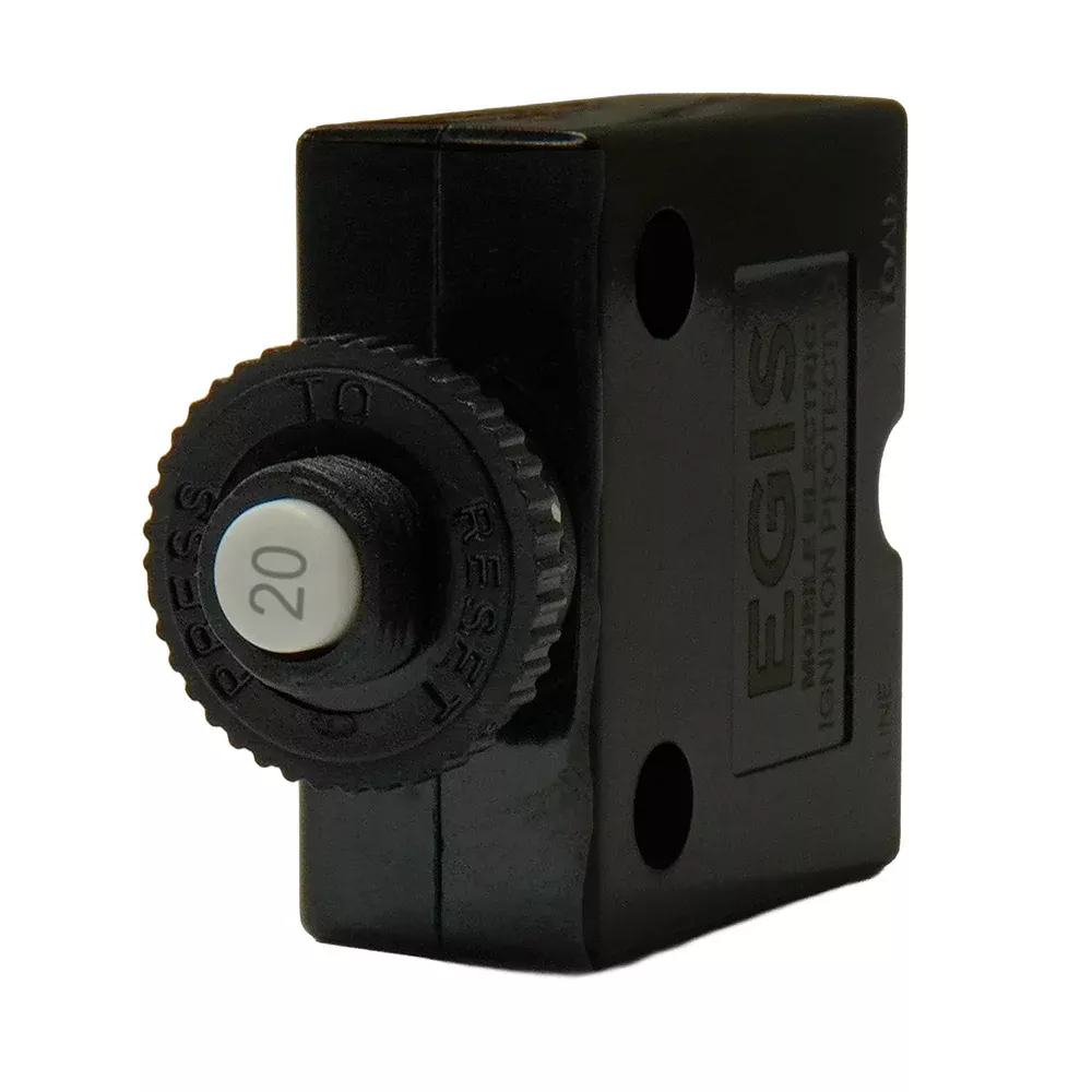 Egis 20A Push Button Panel Mount Circuit Breaker - Spade Terminal [4711-20]