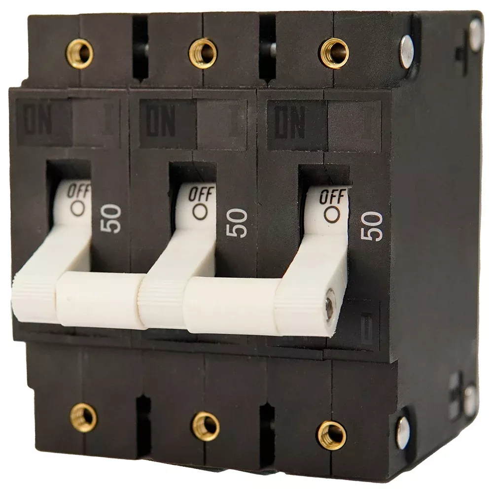 Egis C Series White Toggle Panel Mount Circuit Breaker - Triple Pole 50A [3503-050]