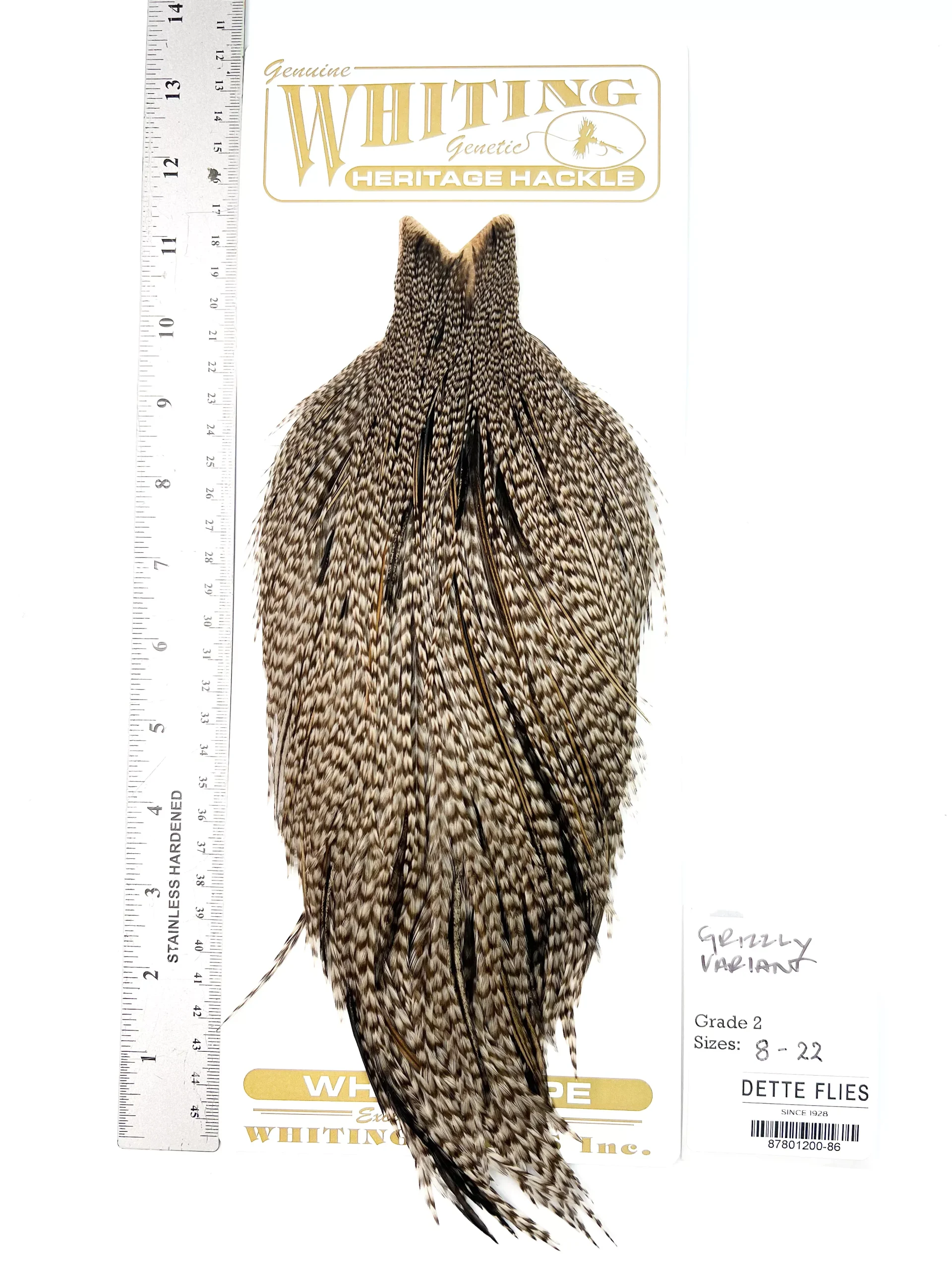 Grizzly Variant - Whiting Heritage Hackle Rooster Cape - Grade 2 (#86)