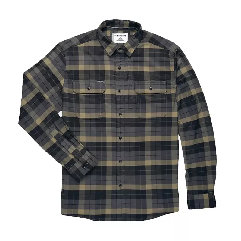 &L&XL&2XL&3XL|Regular|Blue Charcoal Tan Plaid|S&M