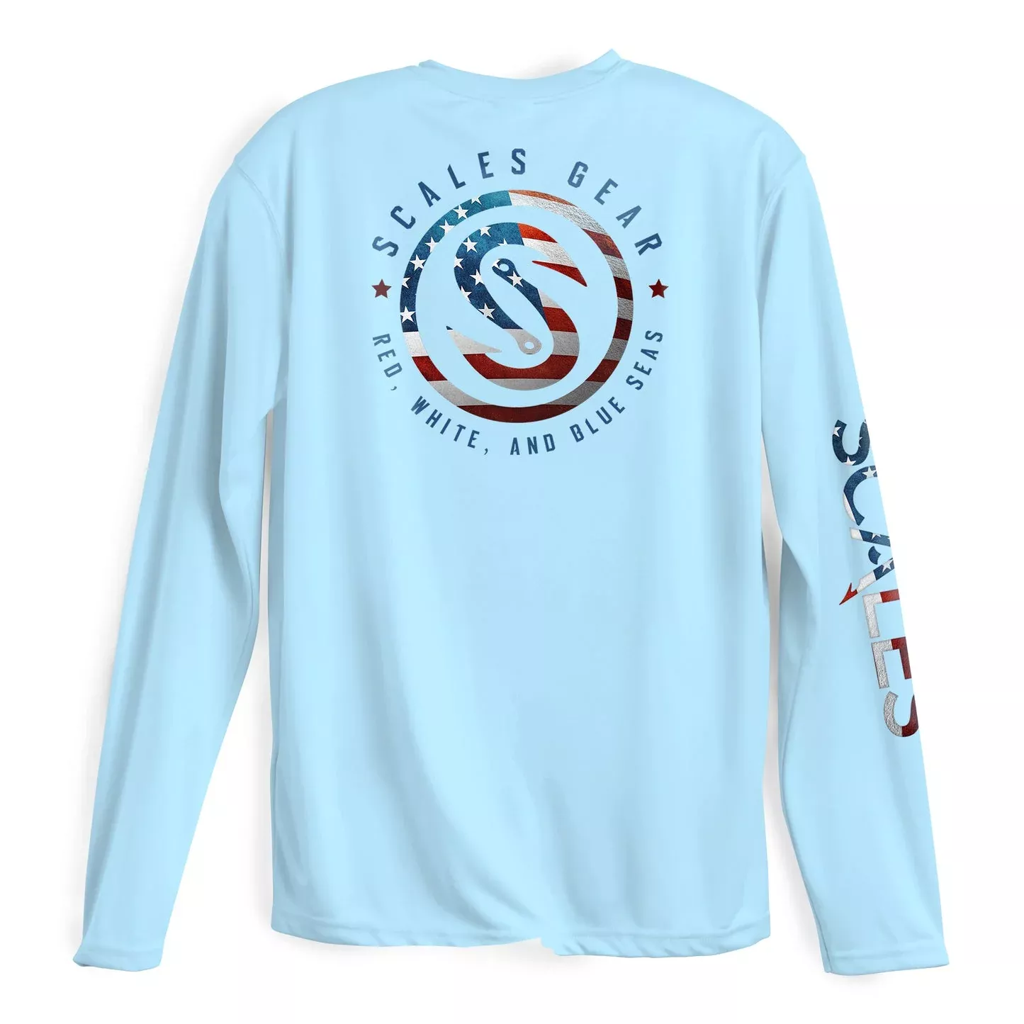 SCALES Men's Blue Seas Long Sleeve Performance Shirt
