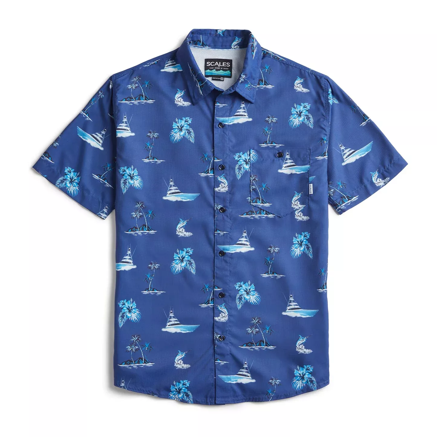 SCALES Sporty Short Sleeve Button Down Shirt
